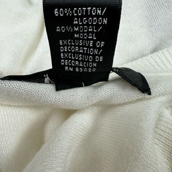 August‎ Silk Women's Size S Button Up Cardigan Ivory With Black Lace Inset - Picture 6 of 9